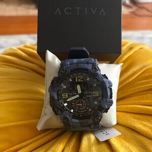 Activa by Invicta Dual Time Sport Watch - Blue Camo